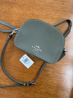 Coach Mini Serena Olive Green Leather Crossbody with Silver Hardware New